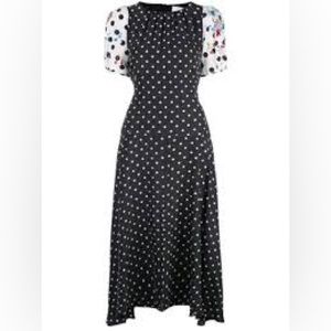 NWT TANYA TAYLOR Cassandra Dress, Black Polka Dot sz 12